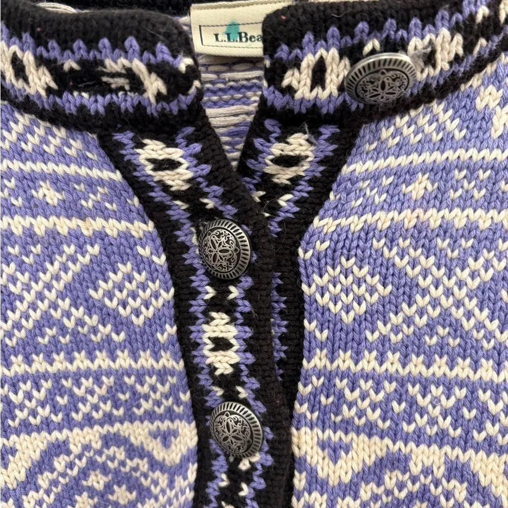 LL Bean Vintage Cotton Fair Isle Knit Sweater Size Large - Picture 3 of 12